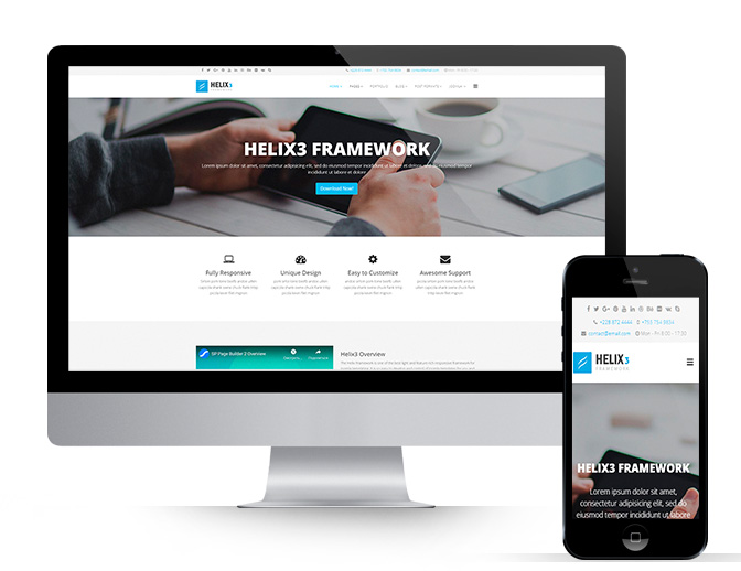 Helix3 v3.0.0 — бесплатный шаблон Joomla 4